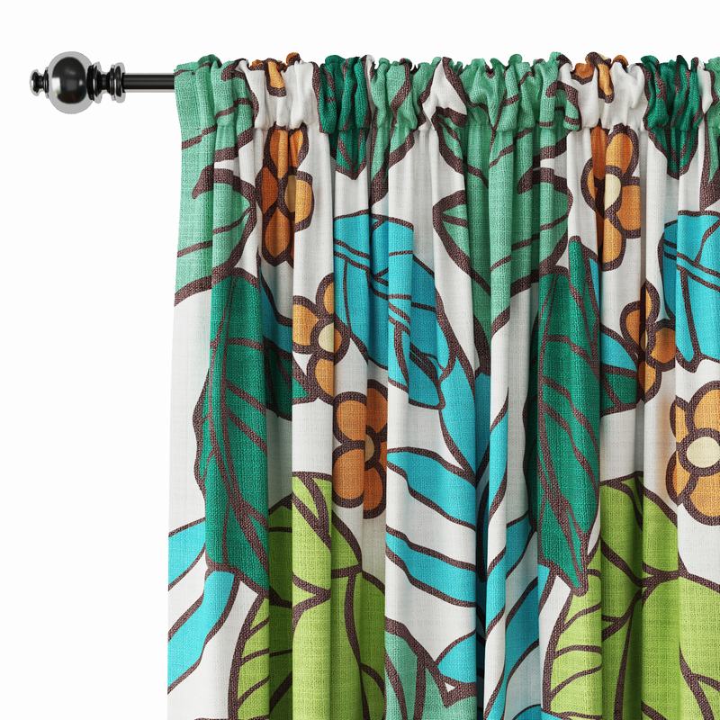 Nature Print Polyester Linen Curtain Drapery WACHUA