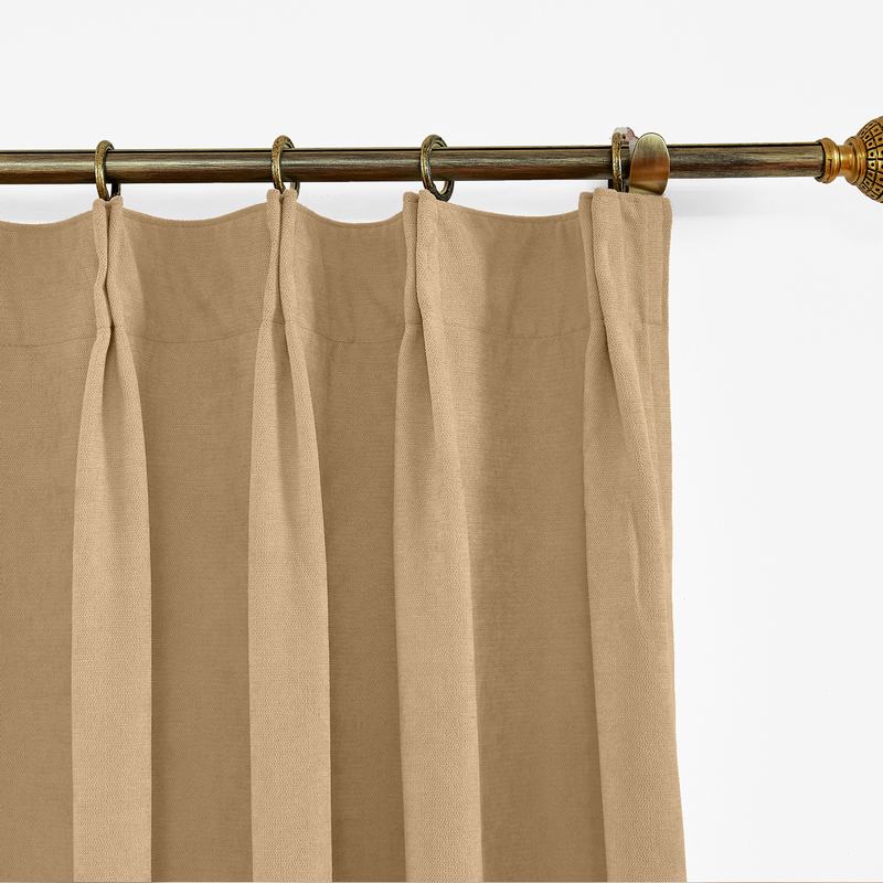CUSTOM Kante Camel Polyester Cotton Drapery With Lining Curtains