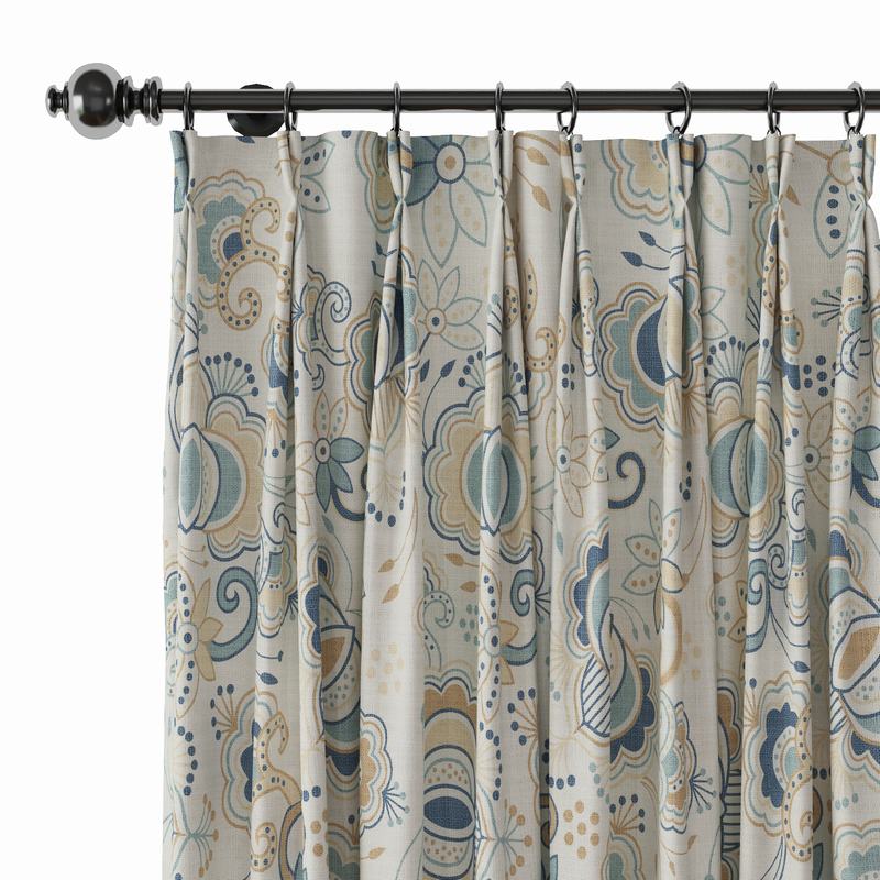 Paisleys Print Polyester Linen Curtain Drapery PALM