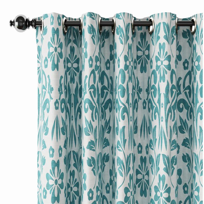 Nature Print Polyester Linen Curtain Drapery ARLO