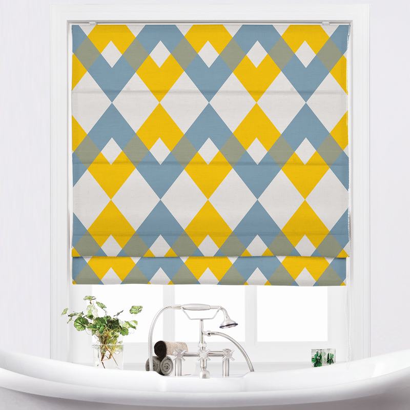 FOX Geometric Print Polyester Linen Roman Shade