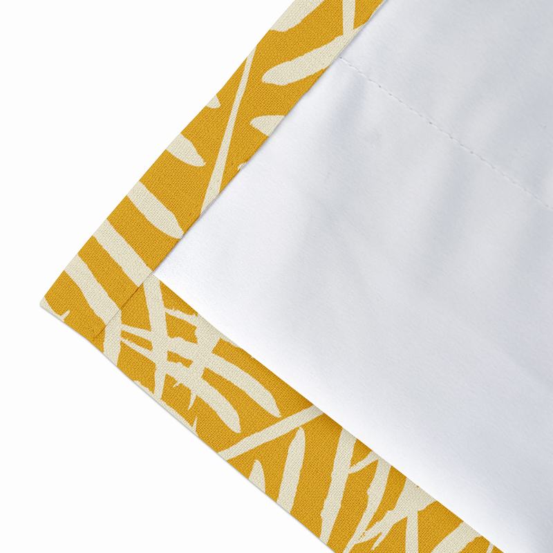 Nature Print Polyester Linen Curtain Drapery with Privacy Blackout Thermal Lining CANDICE