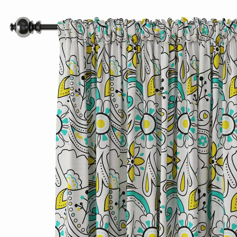 Paisleys Print Polyester Linen Curtain Drapery ATLAS