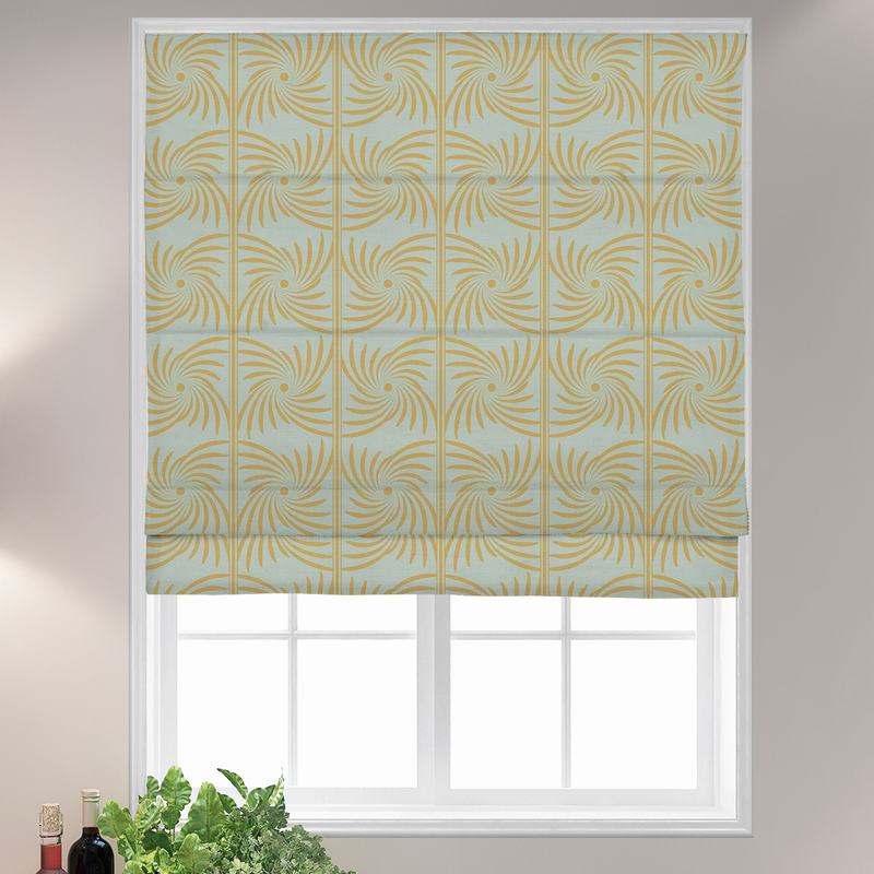 PENELOPE Abstract Print Polyester Linen Room Darkening Roman Shade