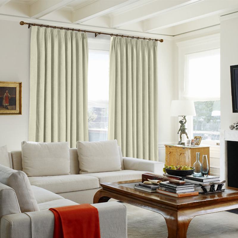 CUSTOM Kante Beige Polyester Cotton Drapery With Lining Curtains