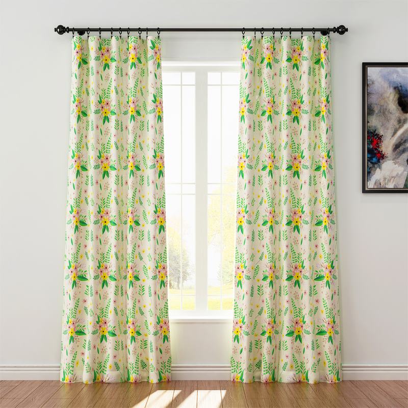 Nature Print Polyester Linen Curtain Drapery WIZARD