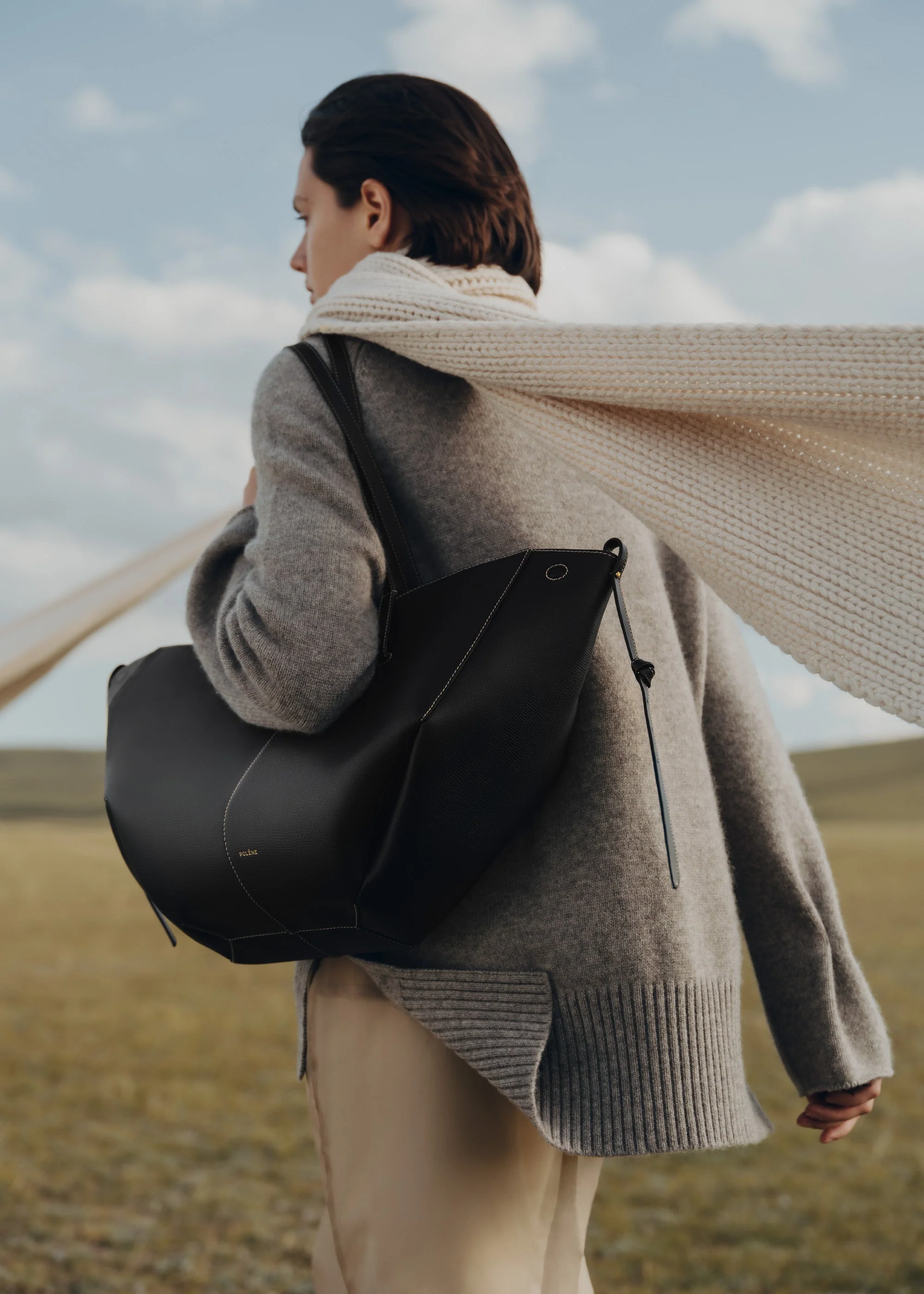 Cyme - Textured Black with Ecru Stitchingddd