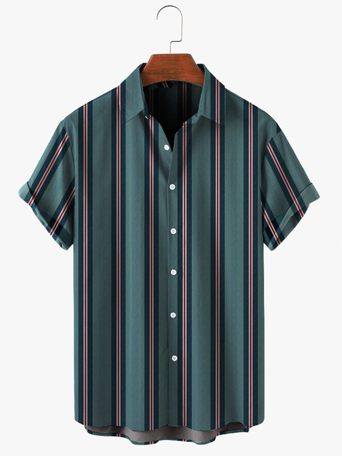 Mens Wide And Narrow Multicolor Striped Lapel Shirt