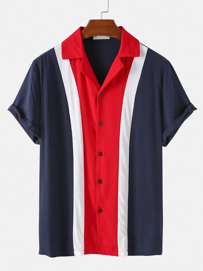 Blue Paneled Basic Shirts