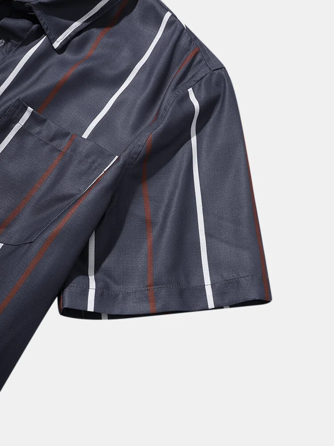 Men's Polyester Fibre Striped Casual Shirts