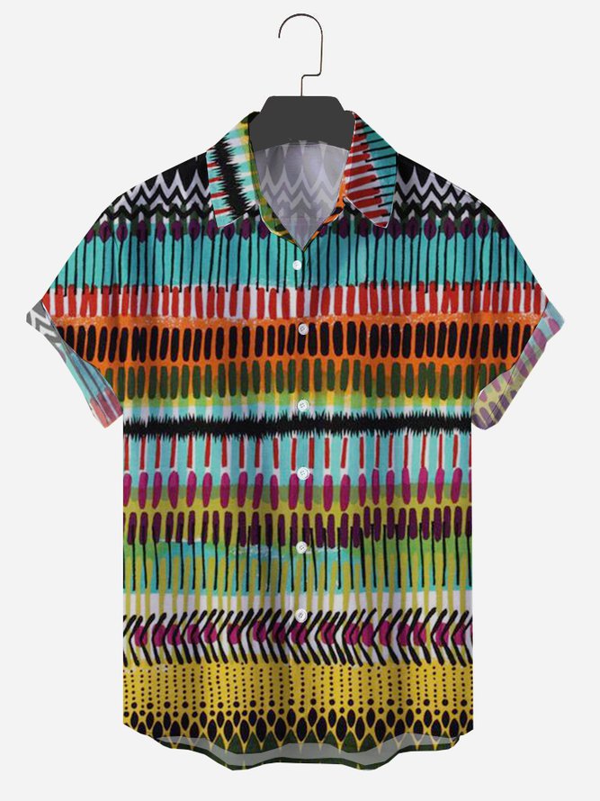 Mens Vintage Graffiti Print Lapel Hawaiian Shirts