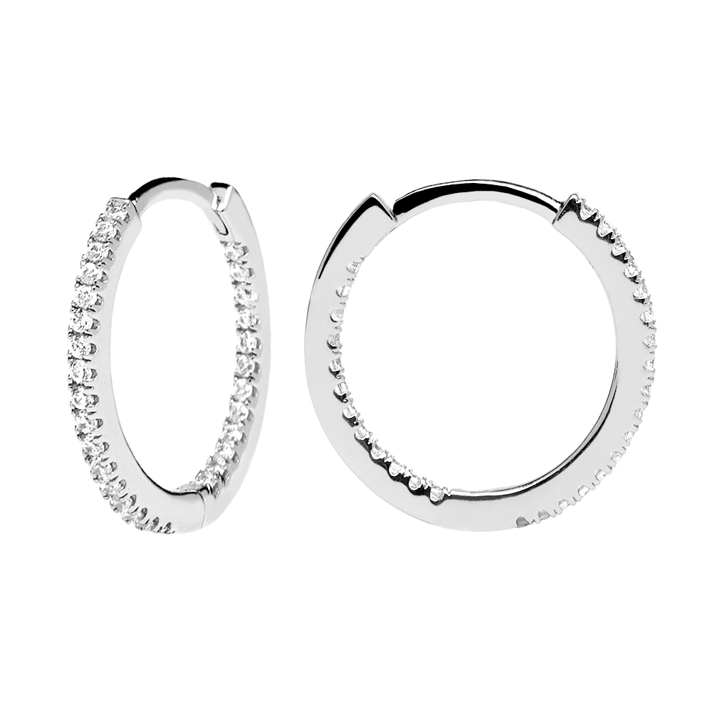 White Medium Hoops Silver