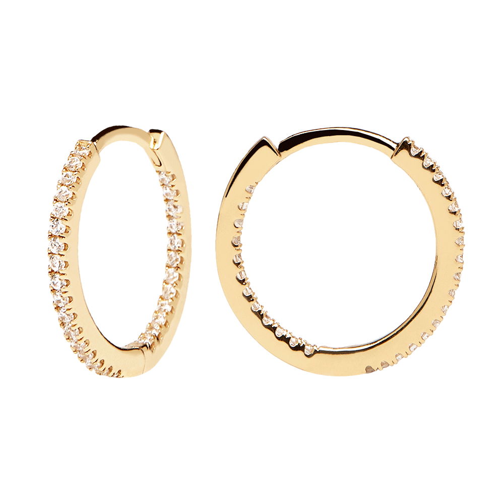 White Medium Hoops Gold