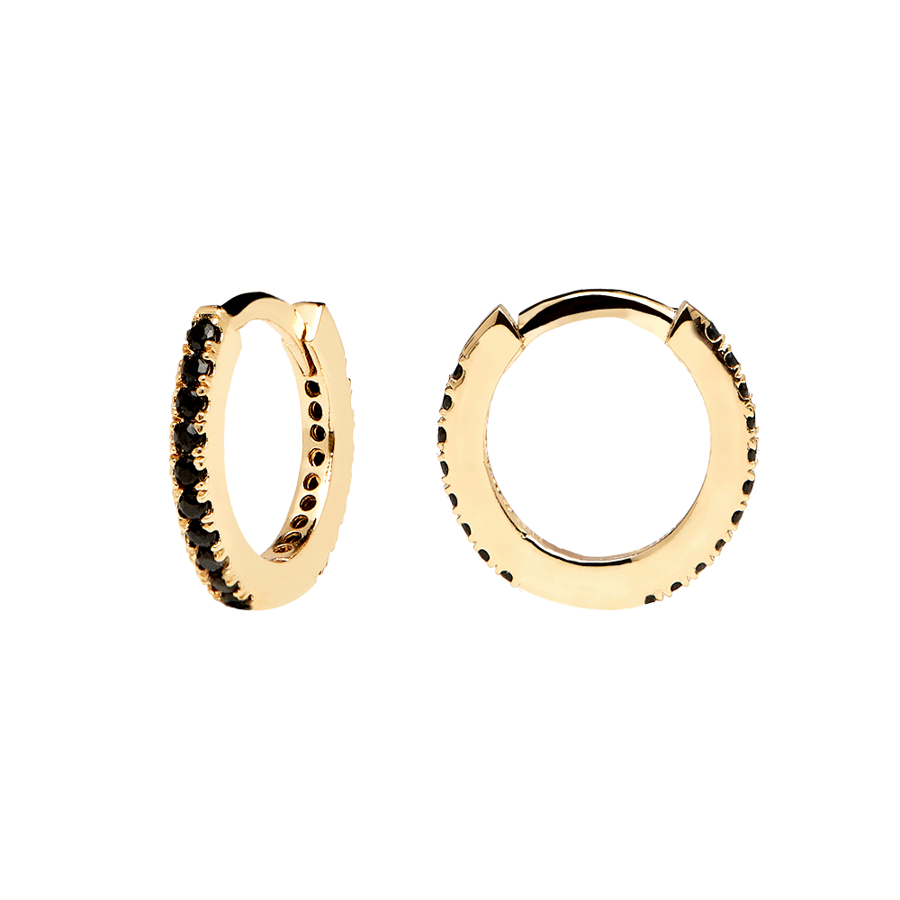Black Mini Hoops Gold