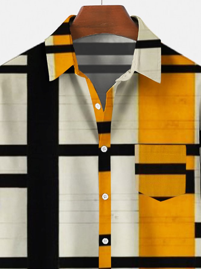 Men's Shirt Collar Abstract Printed Shirts & Tops