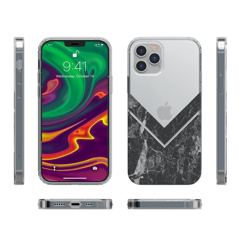 Sleek Black Marble V Clear Case