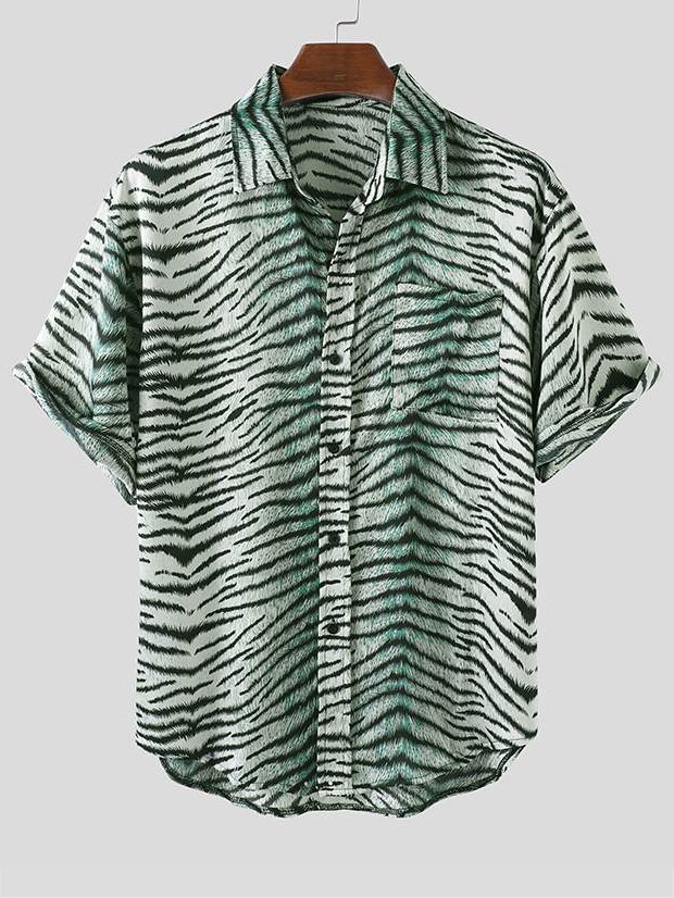 2021 ethnic retro striped Hawaiian shirt
