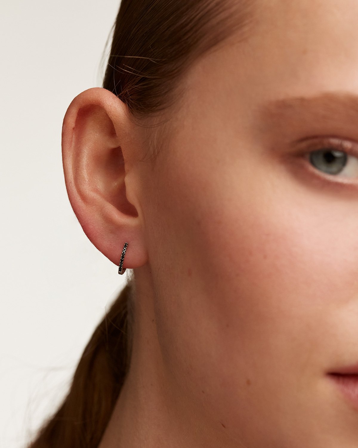 Black Mini Hoops Silver