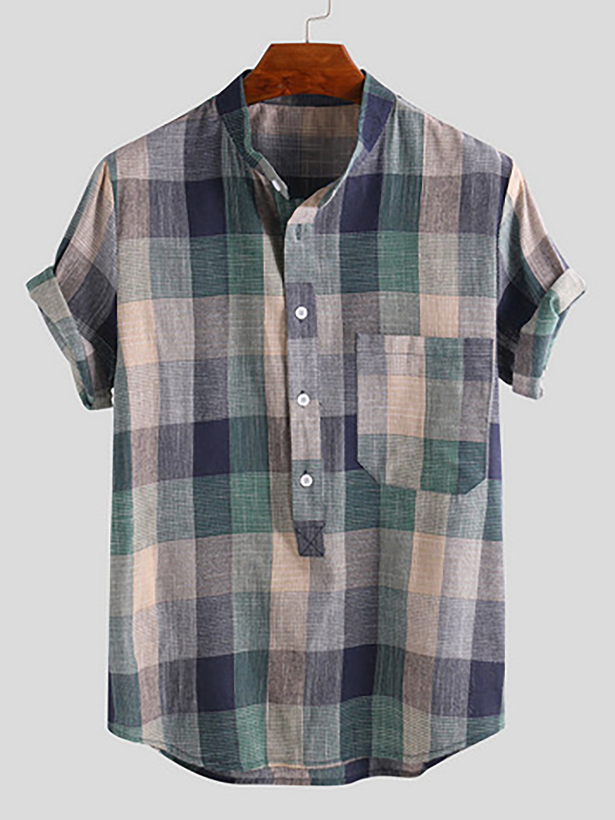 Men's Retro Chinese Stand Collar Casual Loose Cotton Linen Shirt