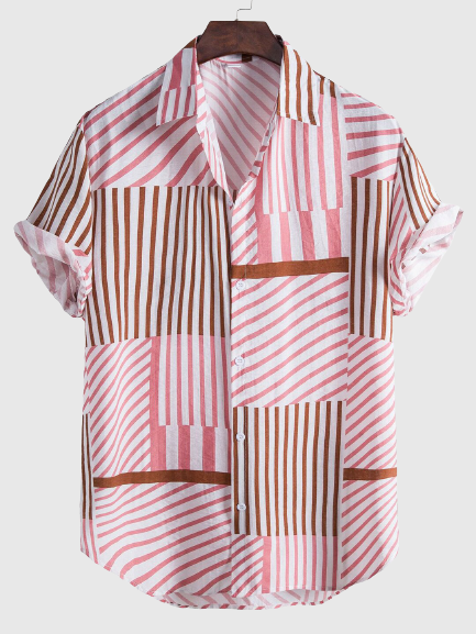 Men's Fashion Striped Casual Lapel Shirt