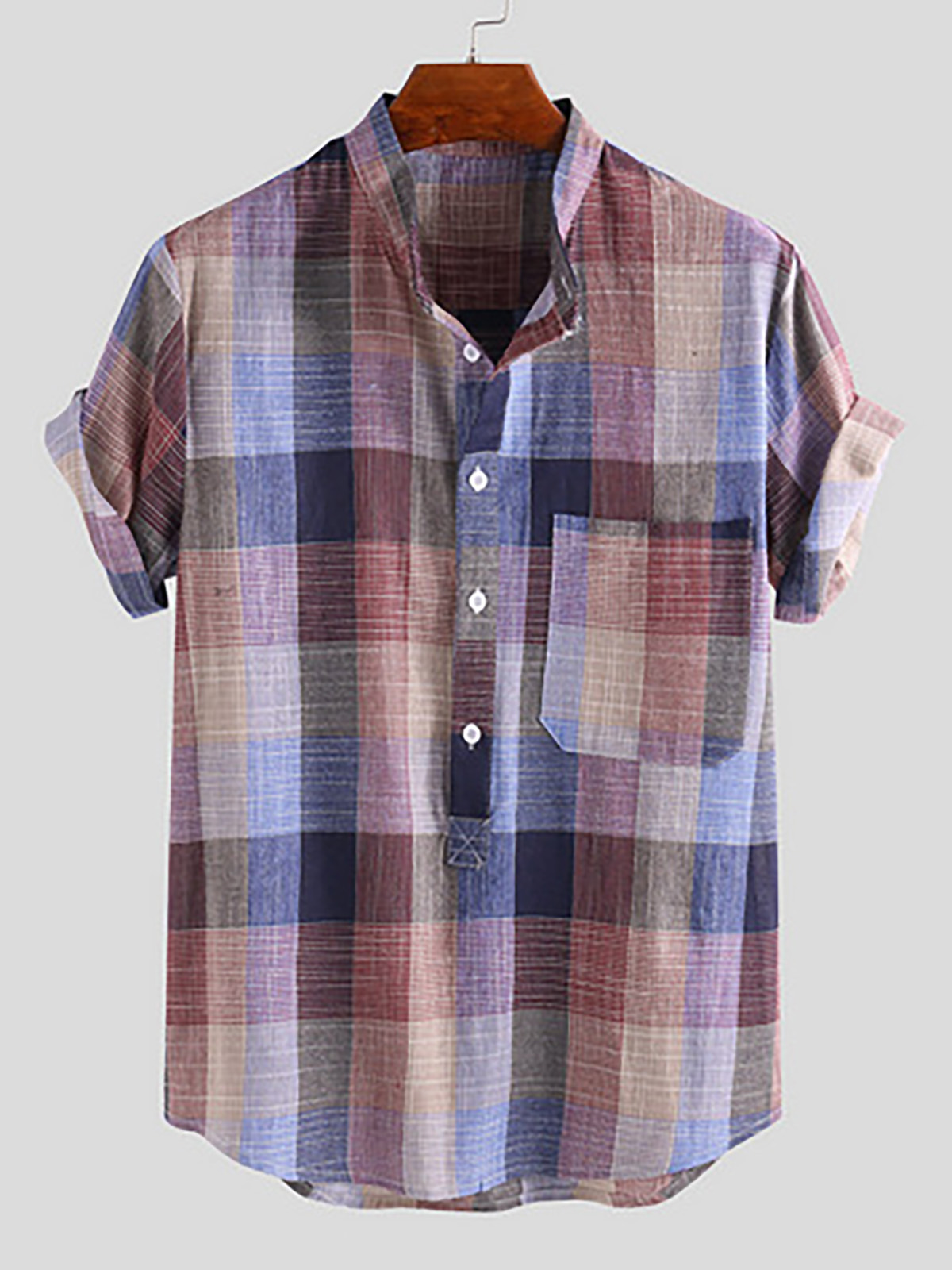 Men's Retro Chinese Stand Collar Casual Loose Cotton Linen Shirt