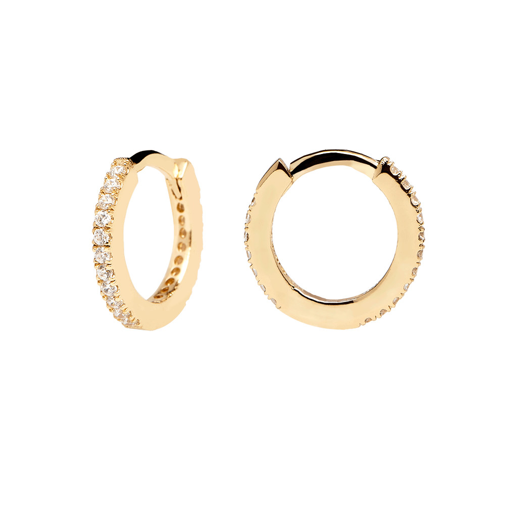 White Mini Hoops Gold