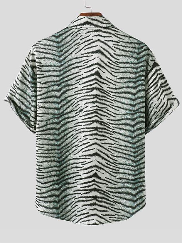 2021 ethnic retro striped Hawaiian shirt