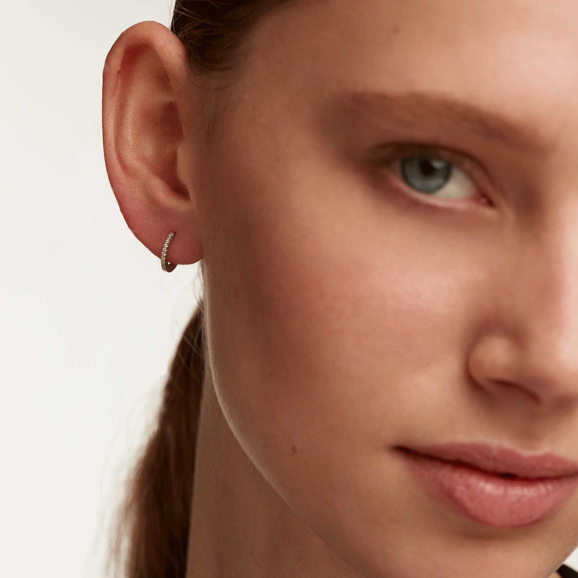 White Mini Hoops Silver