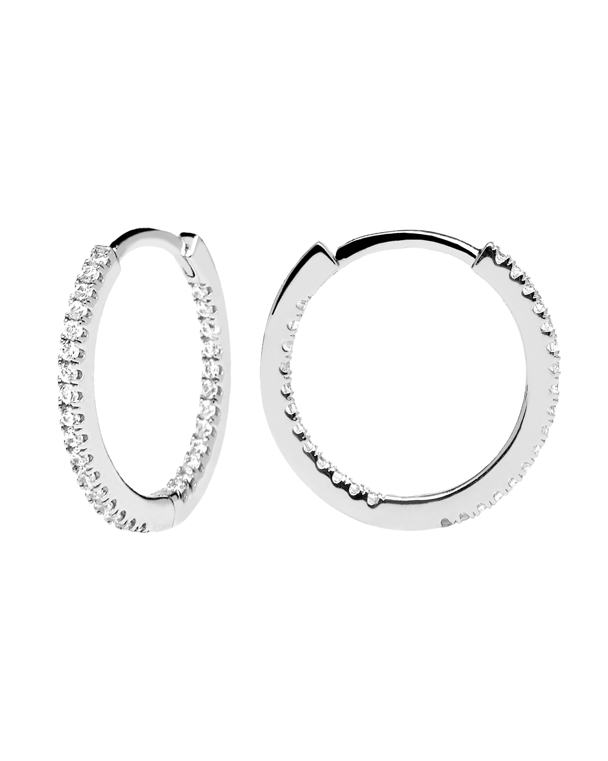 White Medium Hoops Silver