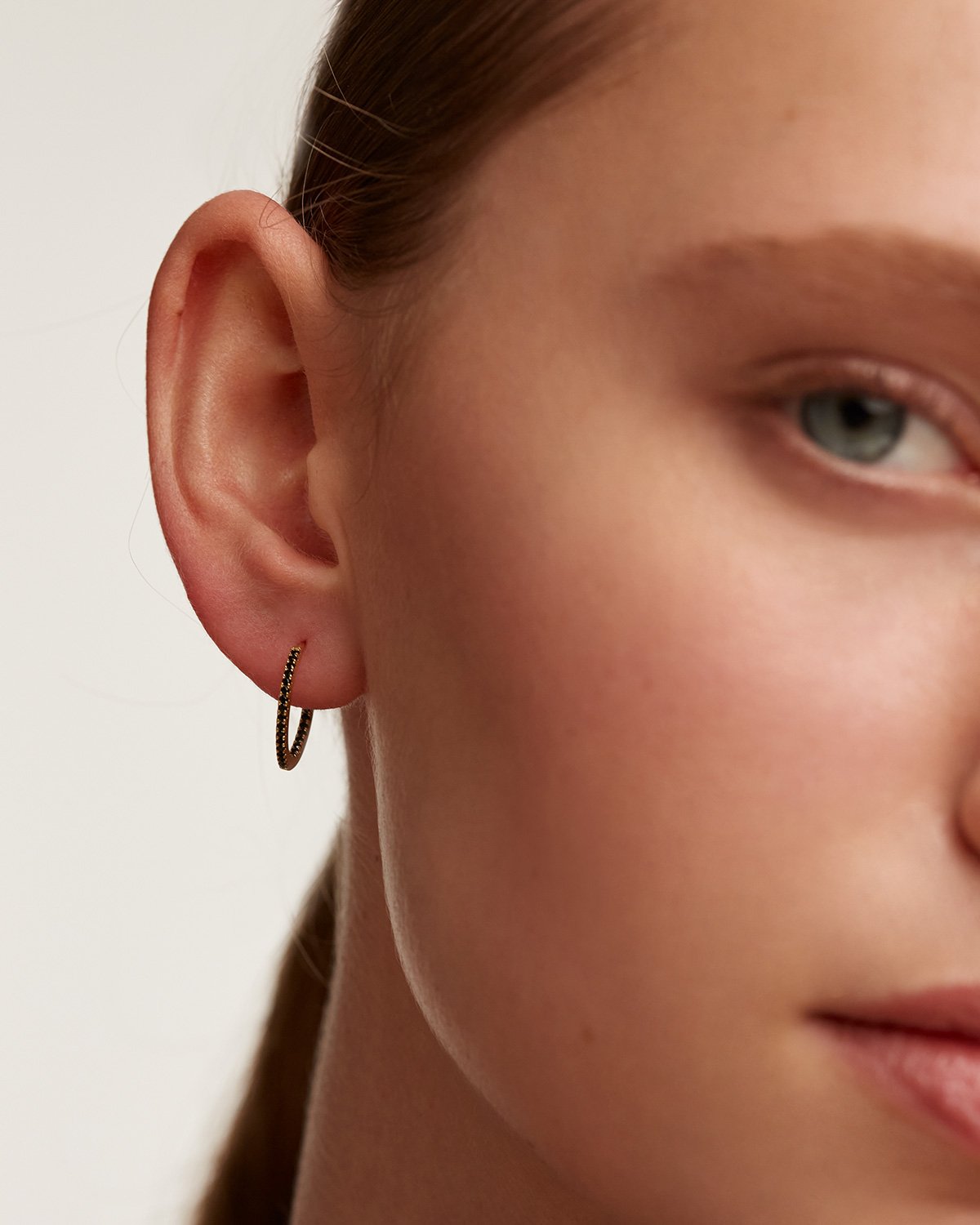 Black Medium Hoops Gold