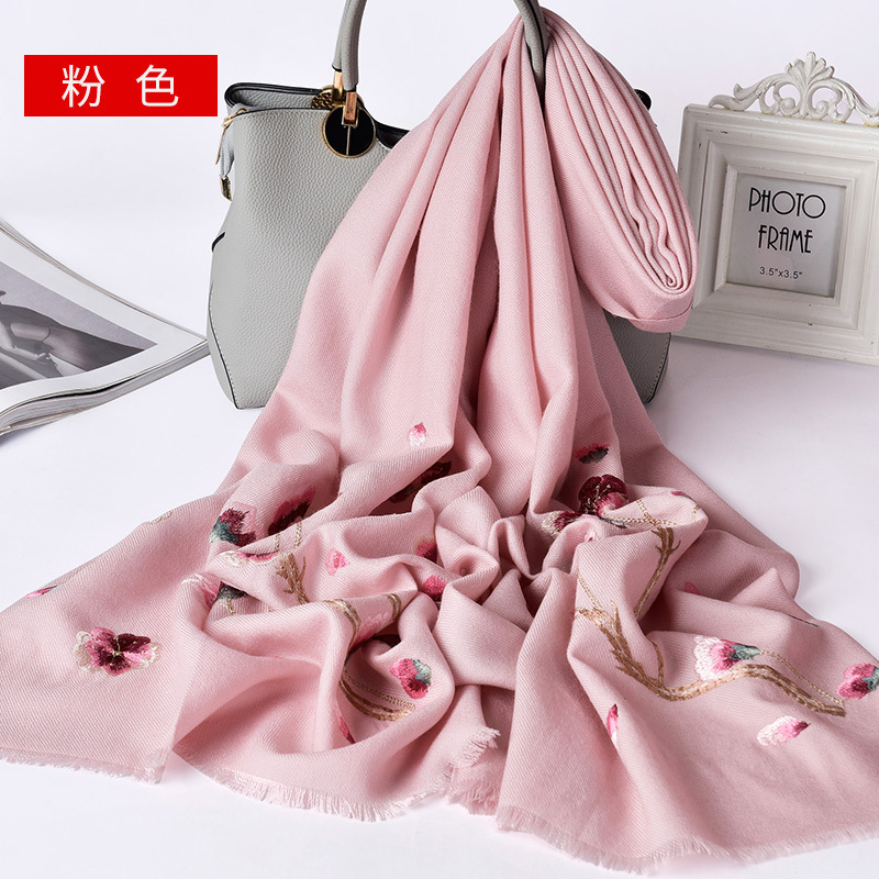 Bright Red Wool Scarf Women's Winter All-Matching Warm Cashmere Scarf Autumn Trendy Mother's Outer Shawl Dual-Use-Alibaba